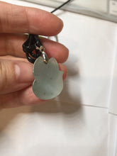 Load image into Gallery viewer, 100% natural type A icy watery black/white/clear(冰乌鸡)/light green(冰绿乌鸡) jadeite fox pendant necklace AA123