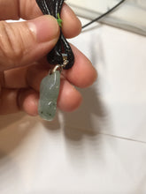 Load image into Gallery viewer, 100% natural type A icy watery black/white/clear(冰乌鸡)/light green(冰绿乌鸡) jadeite fox pendant necklace AA123