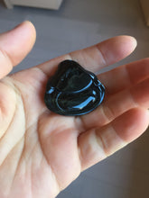 Load image into Gallery viewer, 100% Natural dark green/black jadeite jade(Mocui, 墨翠) happy Buddha Pendant/handhold stone PC141