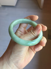 Load image into Gallery viewer, 57.3mm Certified Type A 100% Natural Oily Dark Green Gray Black(油青) Jadeite Jade Bangle PE111-7152