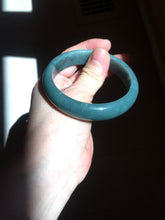 Load image into Gallery viewer, 57.5mm Certified Type A 100% Natural deep sea green/blue/gray/black Guatemala Jadeite bangle AY82-5765