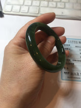 Load image into Gallery viewer, 51mm certified 100% Natural dark green/black nephrite (碧玉) bangle HN123-0138