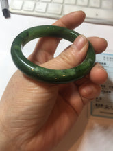 Load image into Gallery viewer, 51mm certified 100% Natural dark green/black nephrite (碧玉) bangle HN123-0138