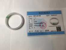 Load image into Gallery viewer, 50.5mm certified 100% natural Type A sunny green white/purple(春带彩) thin jadeite jade bangle BS165-1617