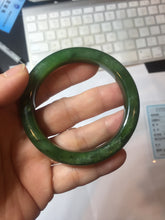 Load image into Gallery viewer, 51mm certified 100% Natural dark green/black nephrite (碧玉) bangle HN123-0138