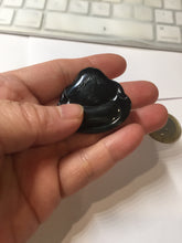 Load image into Gallery viewer, 100% Natural dark green/black jadeite jade(Mocui, 墨翠) happy Buddha Pendant/handhold stone PC141