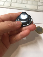Load image into Gallery viewer, 100% Natural dark green/black jadeite jade(Mocui, 墨翠) happy Buddha Pendant/handhold stone PC141