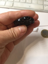 Load image into Gallery viewer, 100% Natural dark green/black jadeite jade(Mocui, 墨翠) happy Buddha Pendant/handhold stone PC141