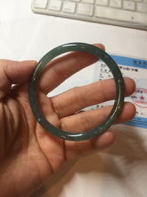 Load image into Gallery viewer, 56.5mm Certified Type A 100% Natural dark green/blue/gray Guatemala slim round cut Jadeite bangle PE59-7037