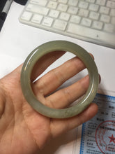 Load image into Gallery viewer, 54.2mm certified 100% Natural icy watery light beige pale pink gray white nephrite bangle HN124-1064