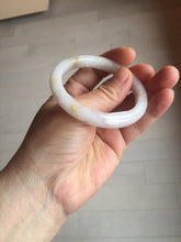 Load image into Gallery viewer, 47mm certified 100% natural Type A light purple white oval jadeite jade bangle PB63-3872