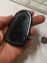 Load image into Gallery viewer, 100% Natural dark green/black jadeite jade(Mocui, 墨翠) GuanYin(观音) with Lotus & Vase Carving Pendant/handhold stone PC142