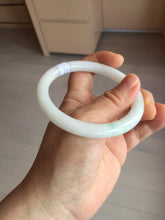 Load image into Gallery viewer, 57.5mm Certified Type A 100% Natural sunny green white round cut Jadeite Jade bangle BF142-4078