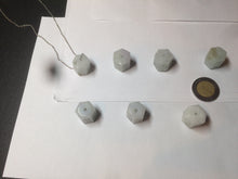 Load image into Gallery viewer, 100% natural type A light green/white/purple Buddhist six-character Great Bright Mantra(六字箴言) hexagonal prism jadeite jade bead group W106