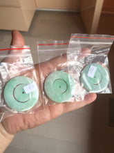Load image into Gallery viewer, 38-39mm Type A 100% Natural sunny green/white Jadeite Jade concentric circle safety Guardian ring Pendant (子母扣,同心环) PC2