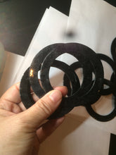 Load image into Gallery viewer, 51-52mm Certified Type A 100% Natural black (Wuji) flat style Jadeite Jade jingle bangle group w107