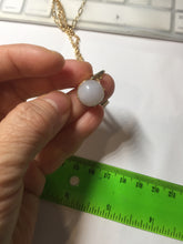 Load image into Gallery viewer, 100% natural Type A Double Layer Gold-Tone O-T toggle Necklace with white light purple gray Jadeite Pendant PF70