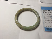 Load image into Gallery viewer, 56.6mm certified Type A 100% Natural light green/yellow/gray Jadeite Jade bangle AZ198-2776