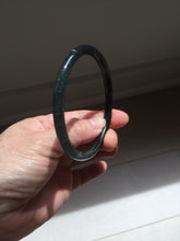 Load image into Gallery viewer, 59.2mm Certified Type A 100% Natural Half Black (乌鸡) / Half Watery Blue (蓝水)/gray Guatemala Jadeite Jade Bangle AZ148-1369