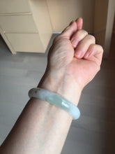 Load image into Gallery viewer, 54.2mm certified 100% natural Type A icy watery light watermelon rind oliy light green/purple/brown( 淡瓜油青) jadeite jade bangle BQ3-8153