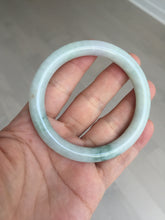 Load image into Gallery viewer, 54.2mm Certified type A 100% Natural light green white purple brown(FU LU SHOU) with green floating flowers round cut Jadeite bangle Q132-2859