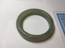Load image into Gallery viewer, AllaboutjadeCanada.com only 52mm certified 100% Natural icy watery light green gray white nephrite bangle HN125-1010
