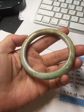 Load image into Gallery viewer, 56.6mm certified Type A 100% Natural light green/yellow/gray Jadeite Jade bangle AZ198-2776