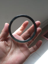 Load image into Gallery viewer, 59.2mm Certified Type A 100% Natural Half Black (乌鸡) / Half Watery Blue (蓝水)/gray Guatemala Jadeite Jade Bangle AZ148-1369