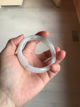 Load image into Gallery viewer, 54.2mm certified 100% natural Type A icy watery light watermelon rind oliy light green/purple/brown( 淡瓜油青) jadeite jade bangle BQ3-8153