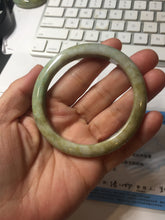 Load image into Gallery viewer, 56.6mm certified Type A 100% Natural light green/yellow/gray Jadeite Jade bangle AZ198-2776