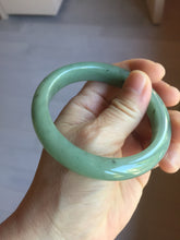 Load image into Gallery viewer, 57.5mm Certified Type A 100% Natural Oily Dark Green Gray Black(油青) Jadeite Jade Bangle PE106-7160
