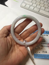 Load image into Gallery viewer, 57mm certified 100% natural type A sunny green/white/purple round cut jadeite jade bangle PC31-2684