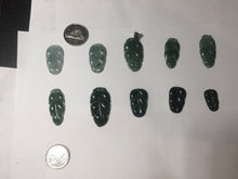 Load image into Gallery viewer, 100% natural type A icy watery dark green blue gray black Guatemala jadeite leaf pendant BP184-3