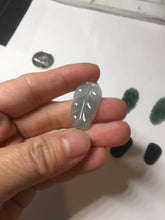 Load image into Gallery viewer, 100% natural type A icy watery light green blue gray Guatemala jadeite leaf pendant BP184-1
