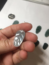 Load image into Gallery viewer, 100% natural type A icy watery light green blue gray Guatemala jadeite leaf pendant BP184-1