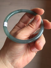 Load image into Gallery viewer, 59.2mm Certified Type A 100% Natural icy watery deep sea dark green/purple/blue/gray/black slim round cut Guatemala Jadeite bangle AU75-3792