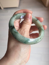 Load image into Gallery viewer, 58mm certified Type A 100% Natural light green gray chubby Jadeite Jade bangle BS117-6632