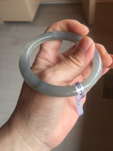 Load image into Gallery viewer, 52.8mm certified 100% Natural icy watery light gray black smoky purple(烟紫) nephrite bangle HN119-0101