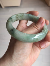 Load image into Gallery viewer, 58mm certified Type A 100% Natural light green gray chubby Jadeite Jade bangle BS117-6632
