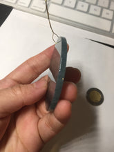 Load image into Gallery viewer, 51.8mm 100% natural blue/black/gray with fly snow Guatemala jadeite jade Guanyin (观音) safe and sound pendant/worry stone/decor BK111