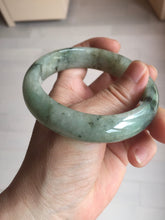 Load image into Gallery viewer, 58mm certified Type A 100% Natural light green gray chubby Jadeite Jade bangle BS117-6632