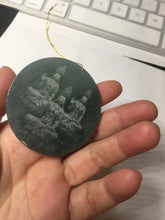 Load image into Gallery viewer, 51.8mm 100% natural blue/black/gray with fly snow Guatemala jadeite jade Guanyin (观音) safe and sound pendant/worry stone/decor BK111