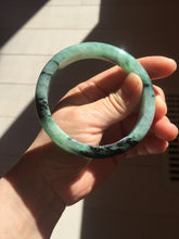 Load image into Gallery viewer, Shopify only! 59mm certified type A 100% Natural icy watery green/black Jadeite Jade bangle BM44-8566