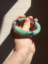 Load image into Gallery viewer, Shopify only! 59mm certified type A 100% Natural icy watery green/black Jadeite Jade bangle BM44-8566