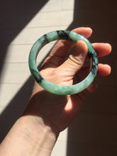 Load image into Gallery viewer, Shopify only! 59mm certified type A 100% Natural icy watery green/black Jadeite Jade bangle BM44-8566