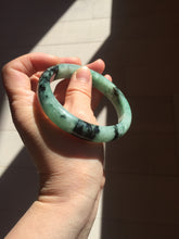 Load image into Gallery viewer, Shopify only! 59mm certified type A 100% Natural icy watery green/black Jadeite Jade bangle BM44-8566
