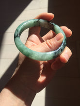 Load image into Gallery viewer, Shopify only! 59mm certified type A 100% Natural icy watery green/black Jadeite Jade bangle BM44-8566