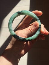 Load image into Gallery viewer, Shopify only! 59mm certified type A 100% Natural icy watery green/black Jadeite Jade bangle BM44-8566