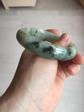 Load image into Gallery viewer, 58mm certified Type A 100% Natural light green gray chubby Jadeite Jade bangle BS117-6632