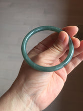 Load image into Gallery viewer, 55mm Certified Type A 100% Natural deep sea dark green/blue/gray/black slim round cut Guatemala Jadeite bangle AU74-3803